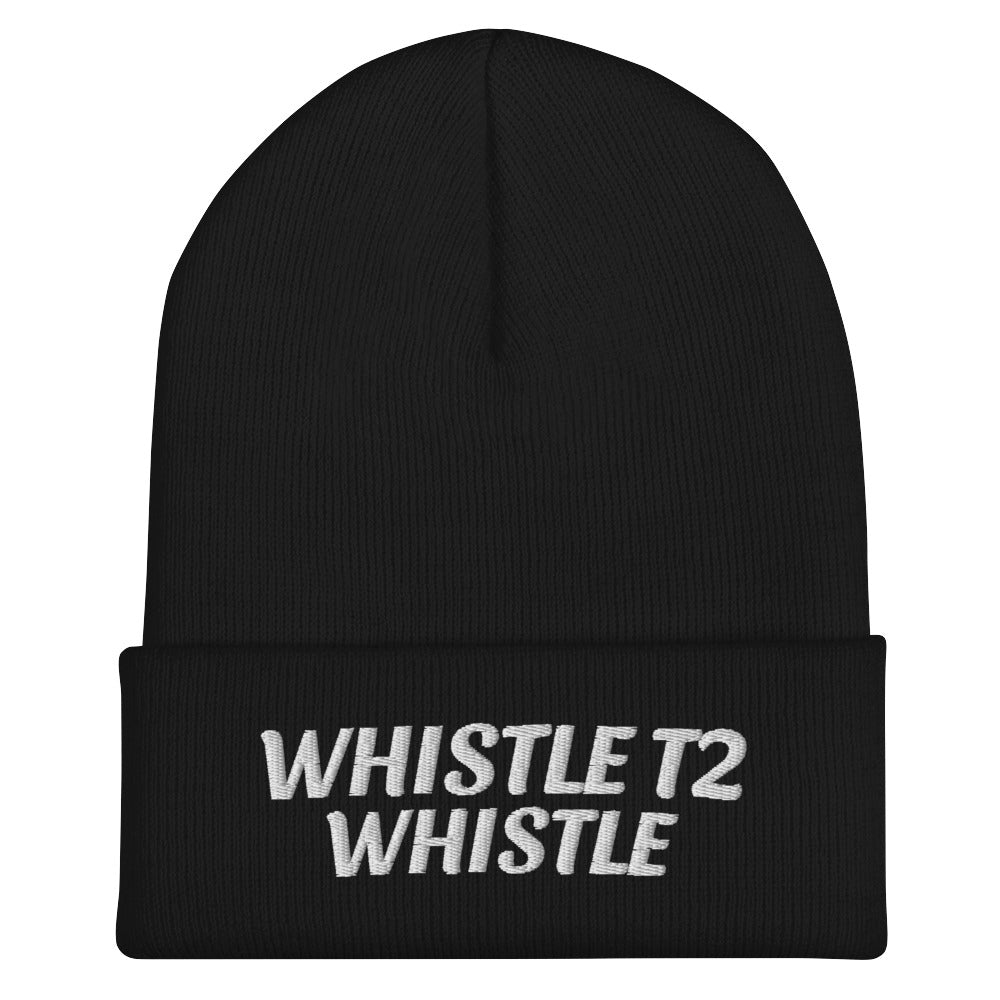 Whistle T2 Whistle embroidered sports beanies are for players, coaches, and fans as a reminder champions play from whistle to whistle.