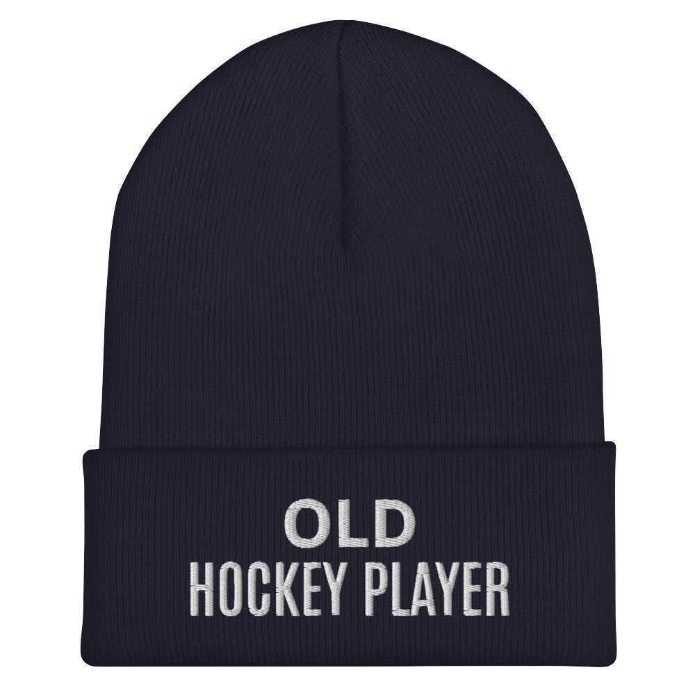 Old Hockey Player Cuffed Beanie