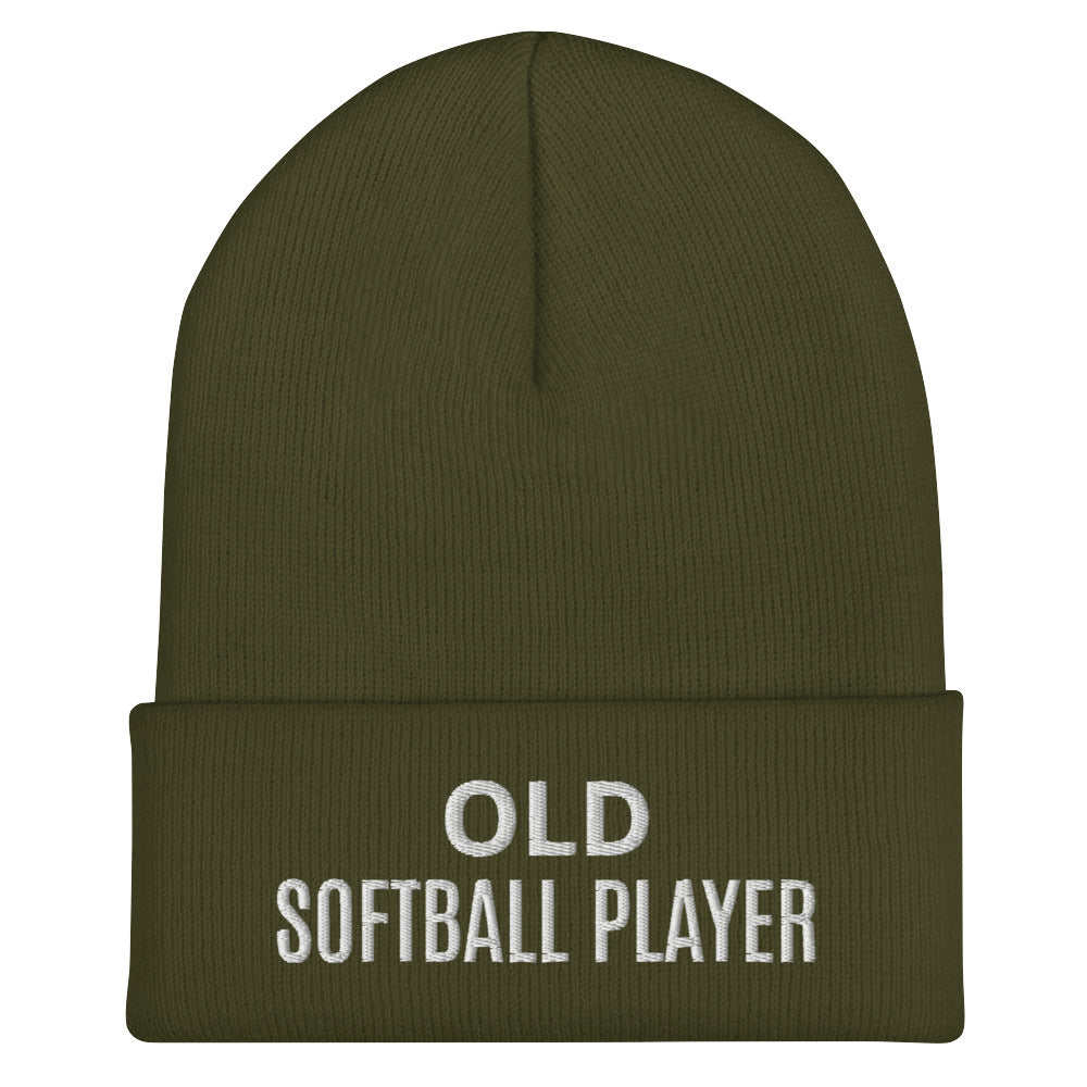 Old Softball Player Cuffed Beanie