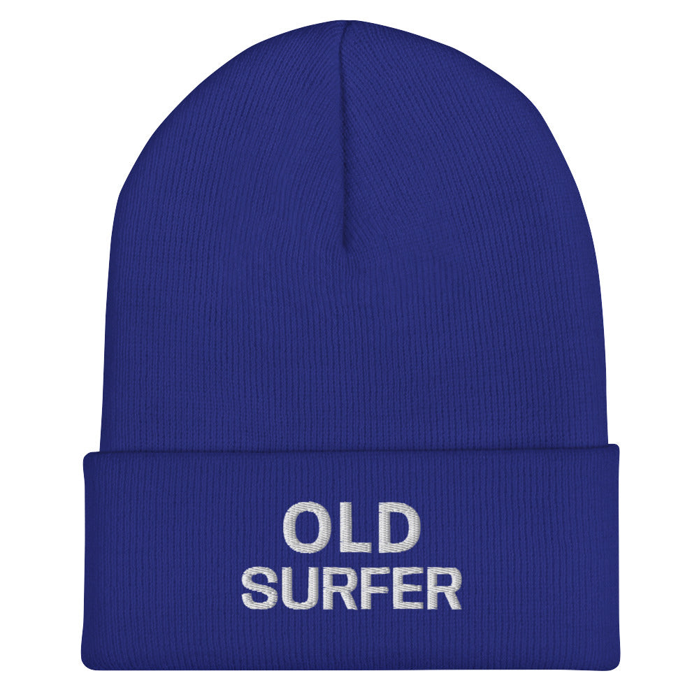 Old Surfer brand sports beanie for veteran and former surfers to share they rode the biggest waves and had the hardest crashes.