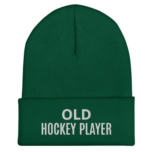 Old Hockey Player brand sports beanie for veteran and former hockey players to share they played on the ice.