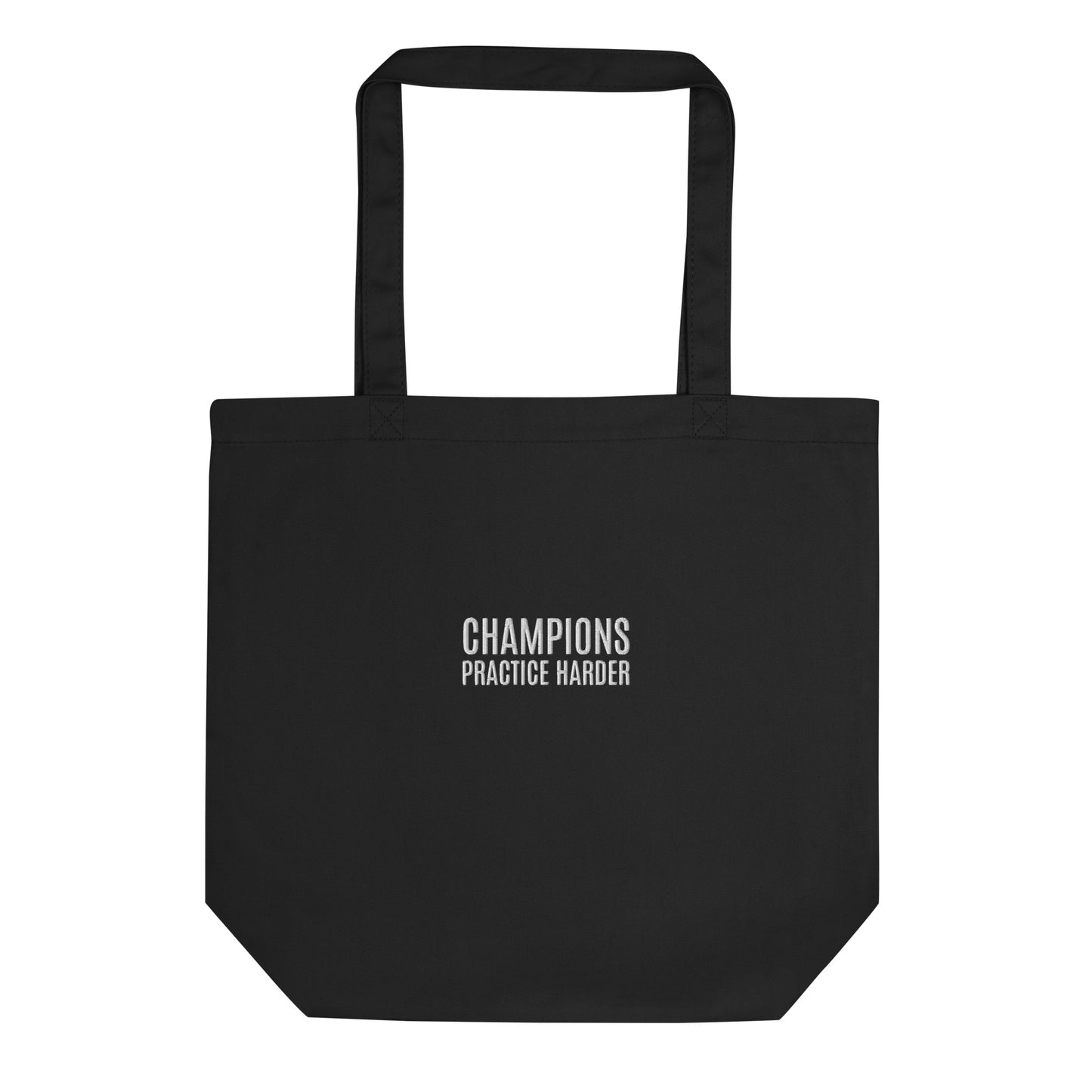 Champions practice harder athletic tote bag for players, teams, coaches, and fans.