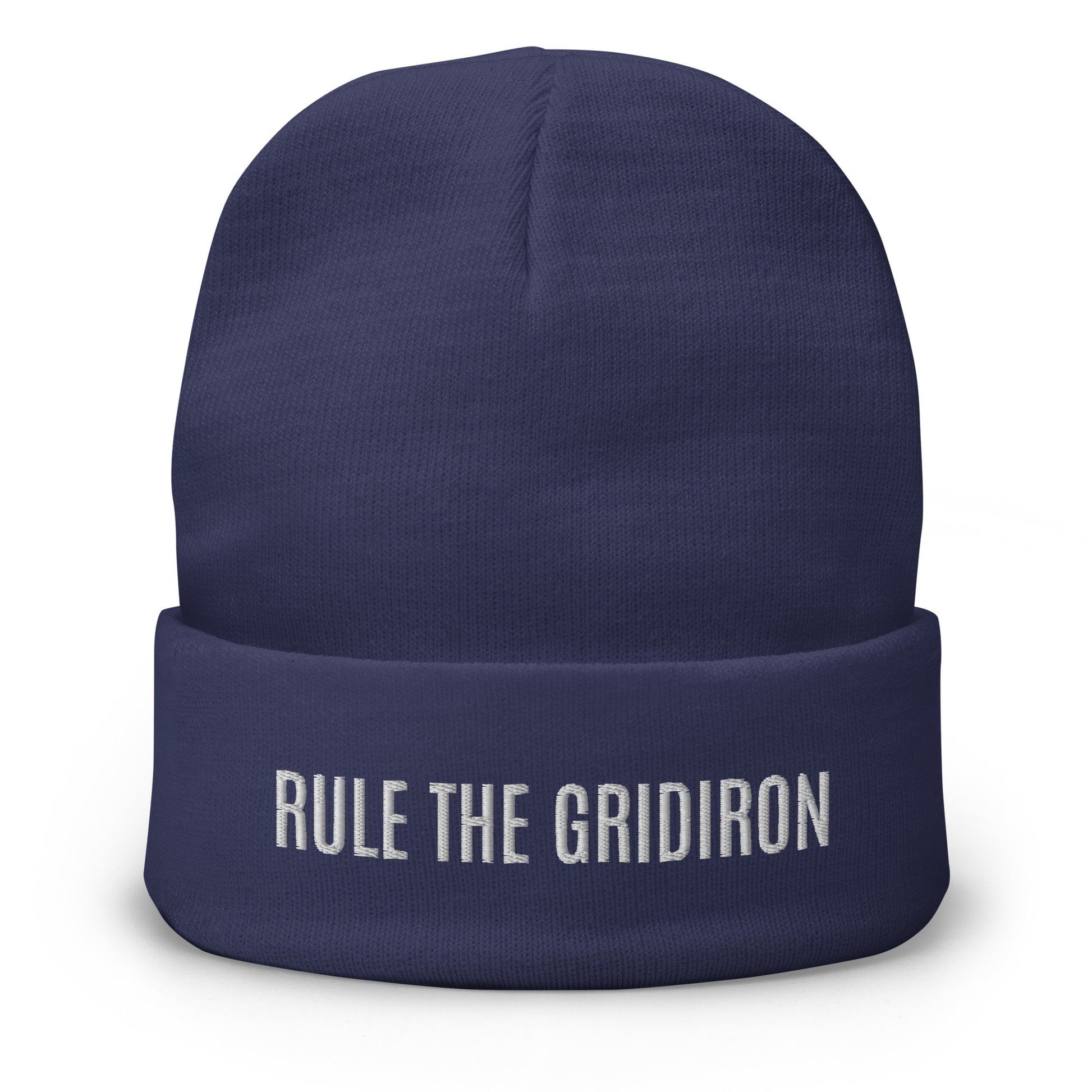 Rule the Gridiron brand sports beanie for football players, teams, coaches, and fans.