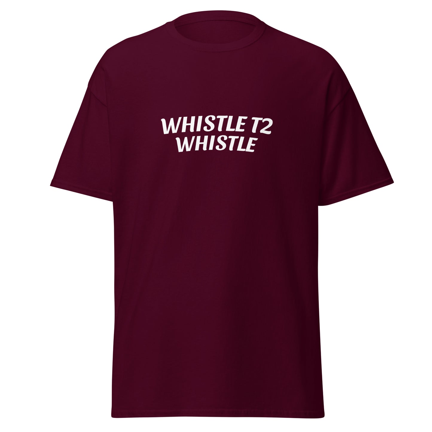 Whistle T2 Whistle men's sports t-shirts are for players and coaches as a reminder to play hard from the start to the end of the play.