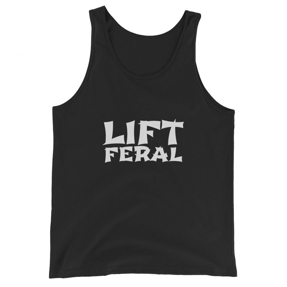 Lift Feral men's sports tank top is for the man who loves to lift hard, and it is great apparel for workouts and the gym.