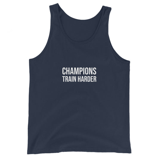 Champions Train Harder brand training athletic tank top for athletes and players.