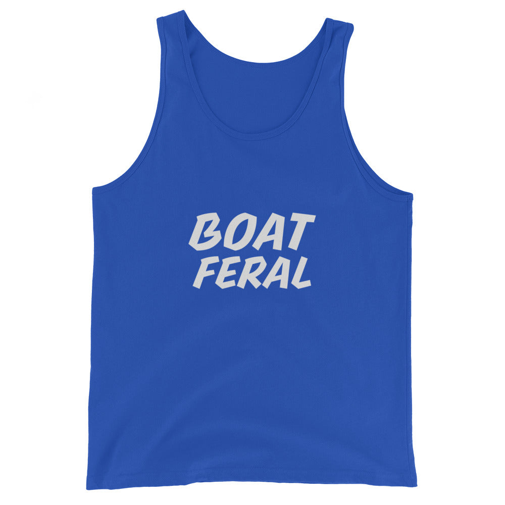 Boat Feral men's cool athletic summer boating tank top is for boaters who love and go wild for trips and time on the water.