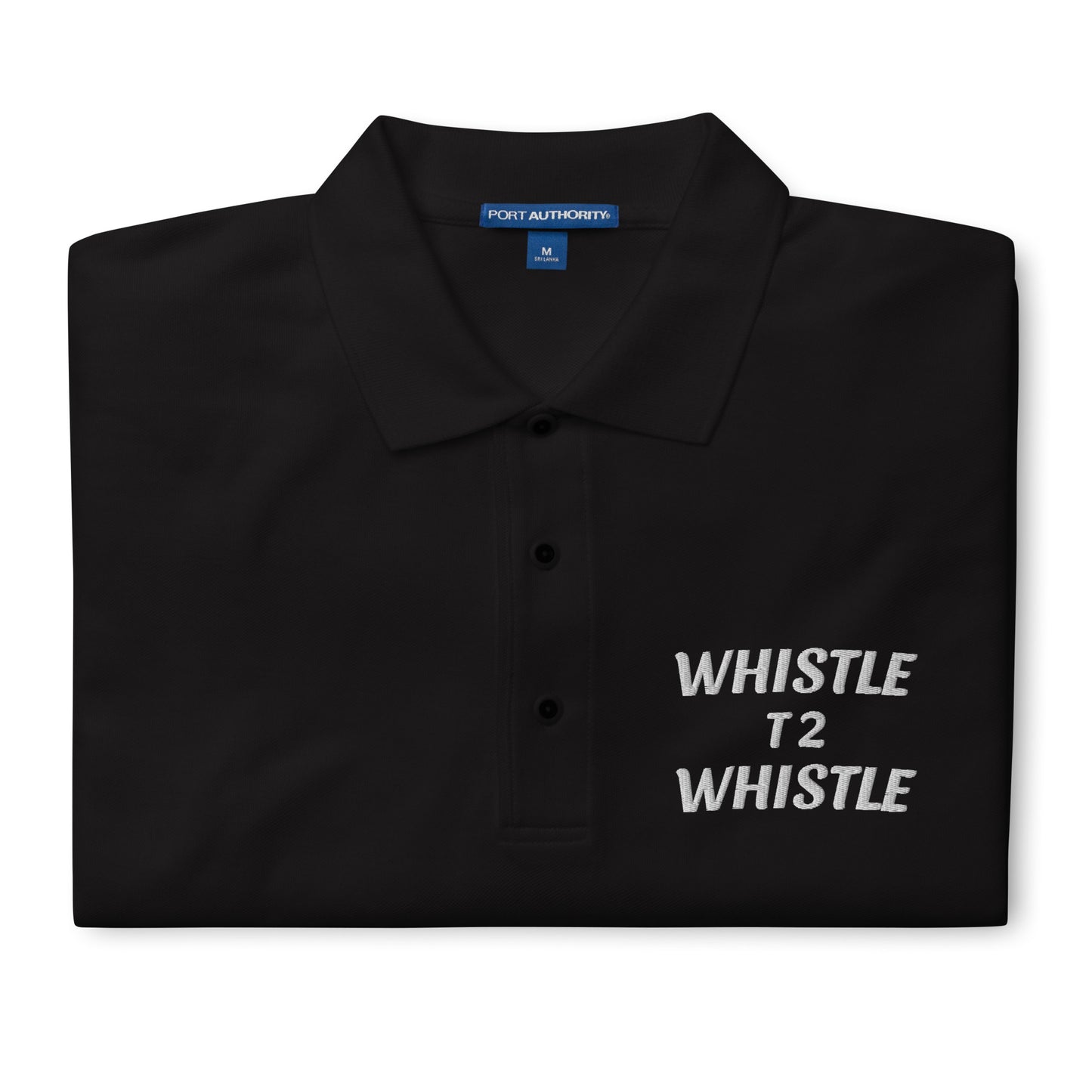 Whistle T2 Whistle men's sports polo shirts are for players and coaches as a reminder to play hard from the start to the end of the play.