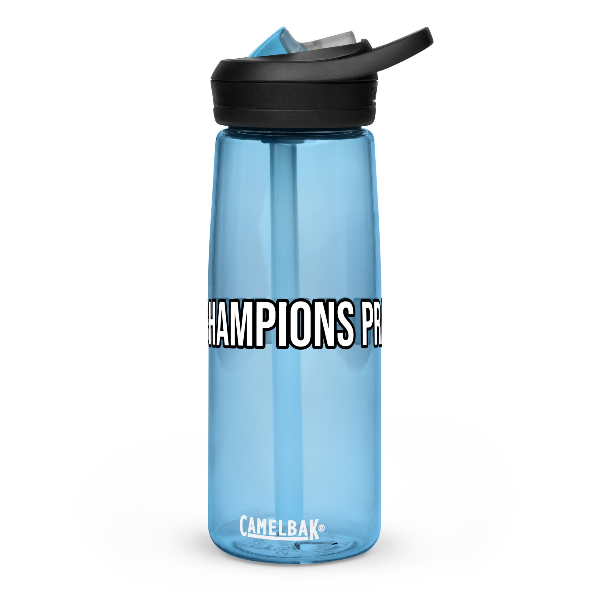 Champions practice harder athletic sports water bottle for players, teams, and coaches.