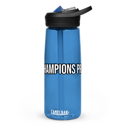 Champions practice harder athletic sports water bottle for players, teams, and coaches.