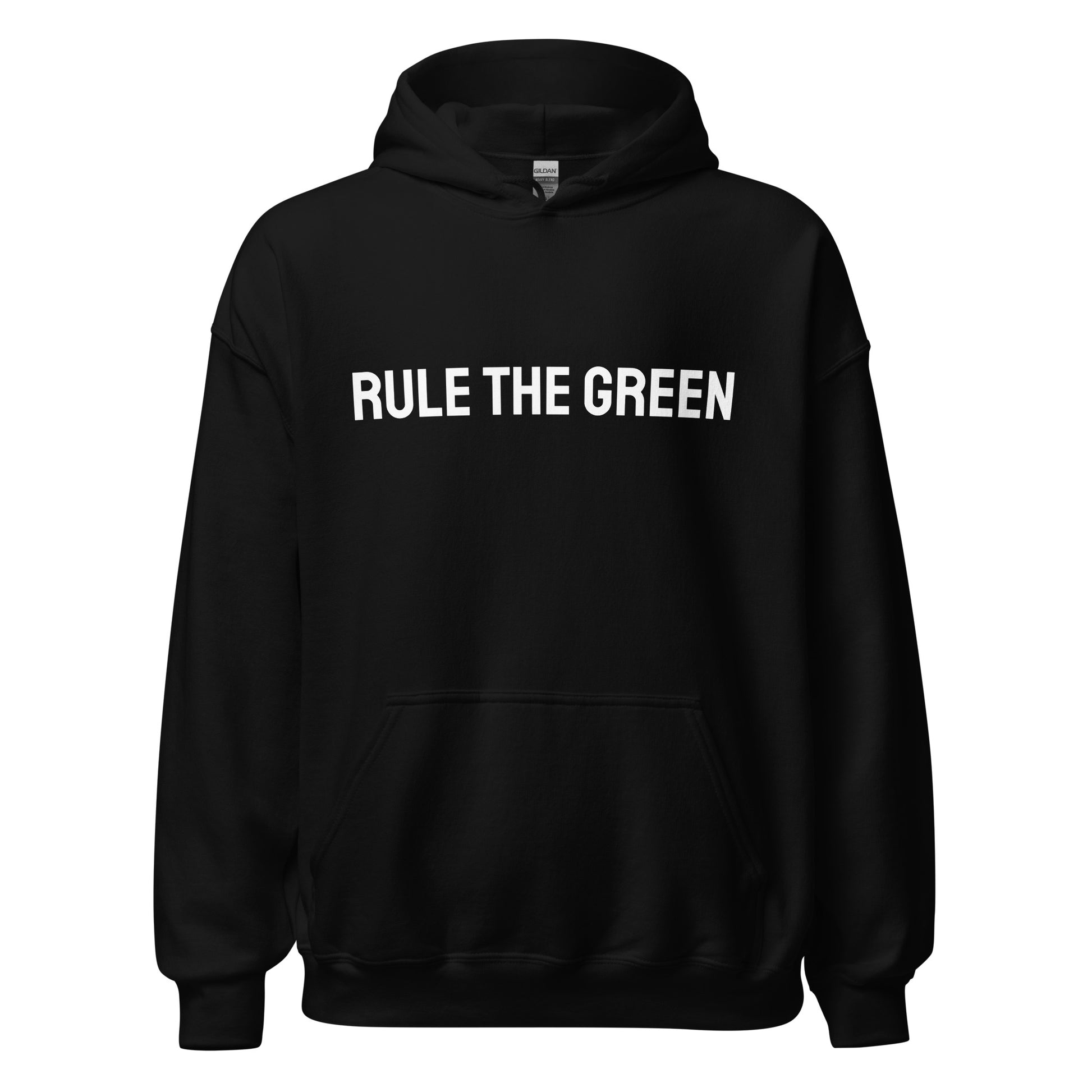 Rule The Green brand golf sports hoodie for golfers and fans of golfing.