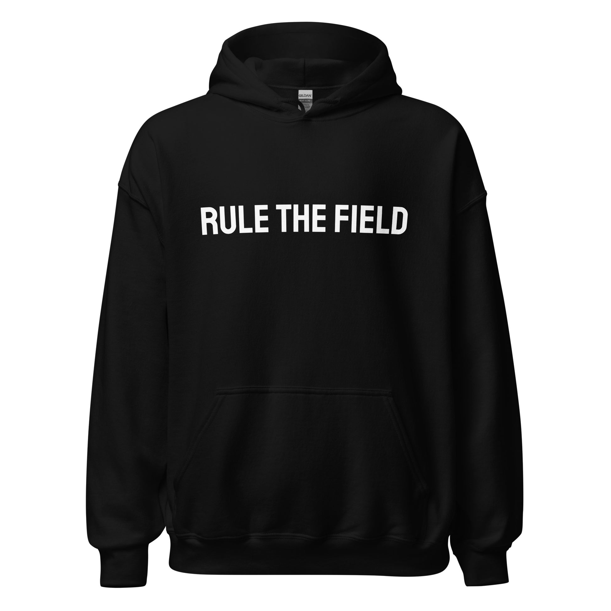 Rule The Field brand unisex sports hoodie for players, coaches, and fans of baseball, softball, football, and soccer.