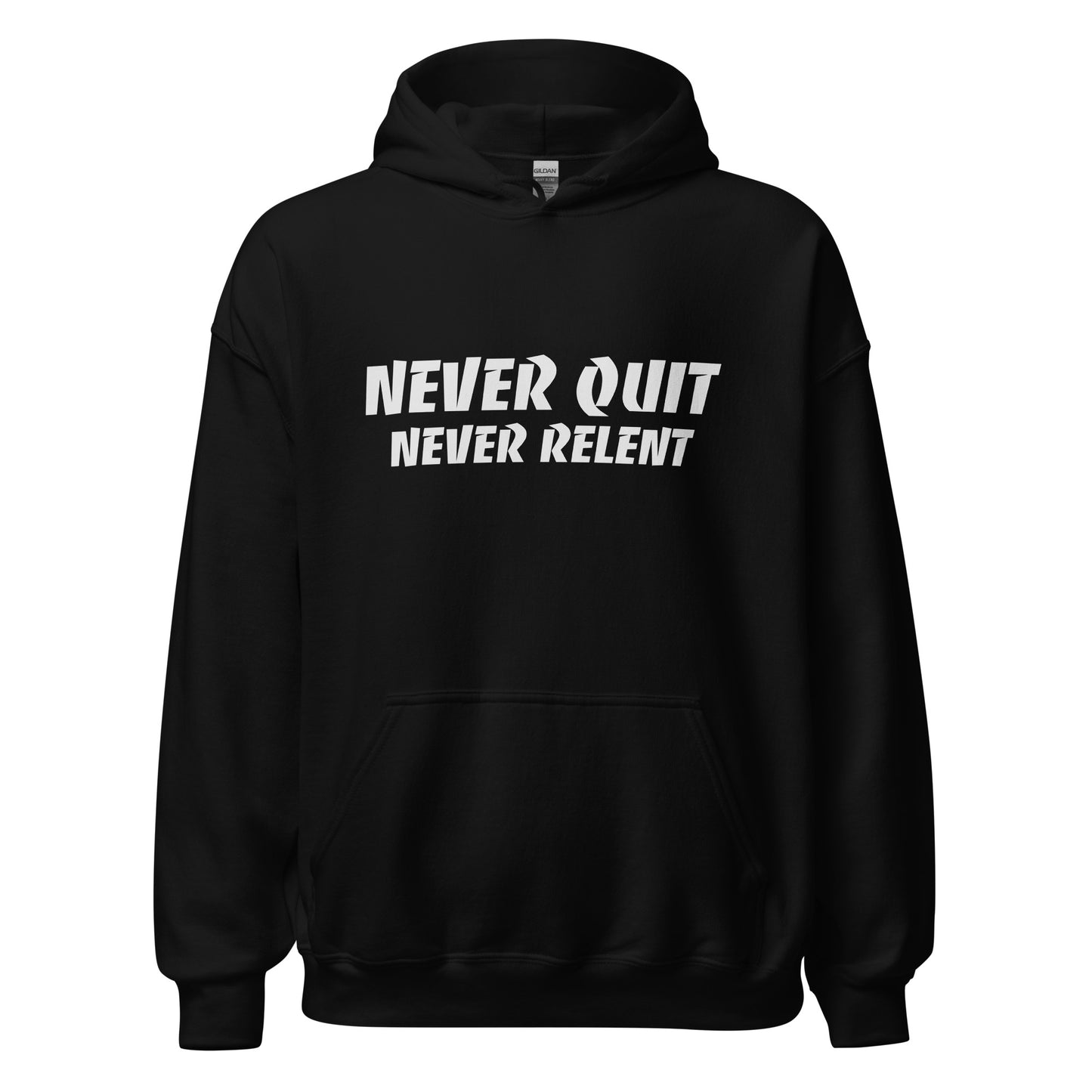 Never Quit Never Relent unisex (for men and women) inspiring motivational pullover hoodies are for coaches, players, and athletes.