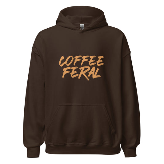 Coffee Feral unisex pullover hoodie is for anyone who goes wild and crazy for drinking java hot or cold over ice daily.