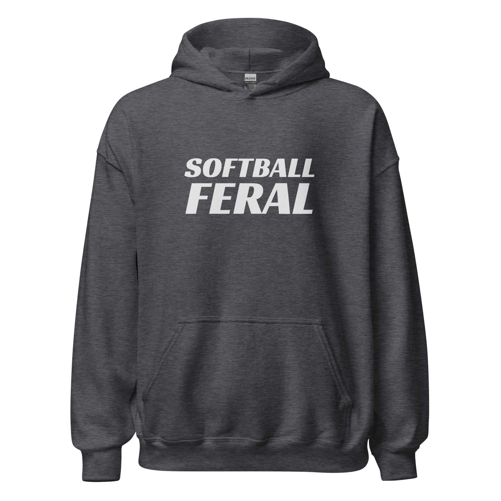 Softball Feral unisex sports hoodies are for players, coaches, and fans who go wild for the game, and the athletic hoodie makes a great gift