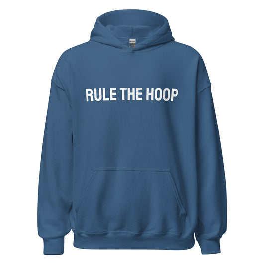 Rule The Hoop brand sports hoodie for basketball players, teams, coaches, and fans.