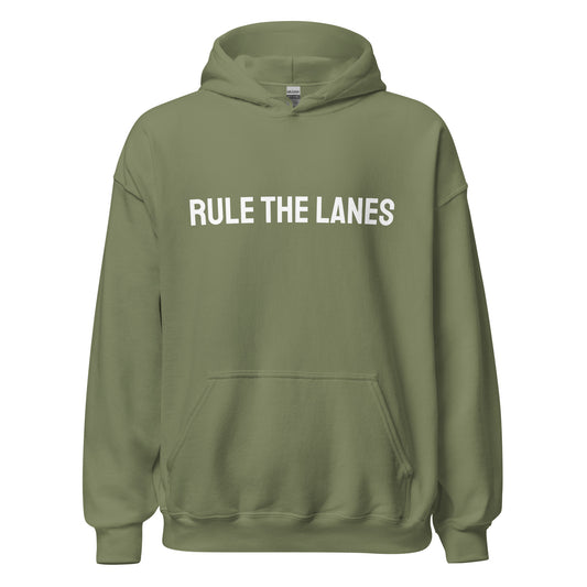 Rule The Lanes brand bowling sports hoodie for bowlers who love to bowl.