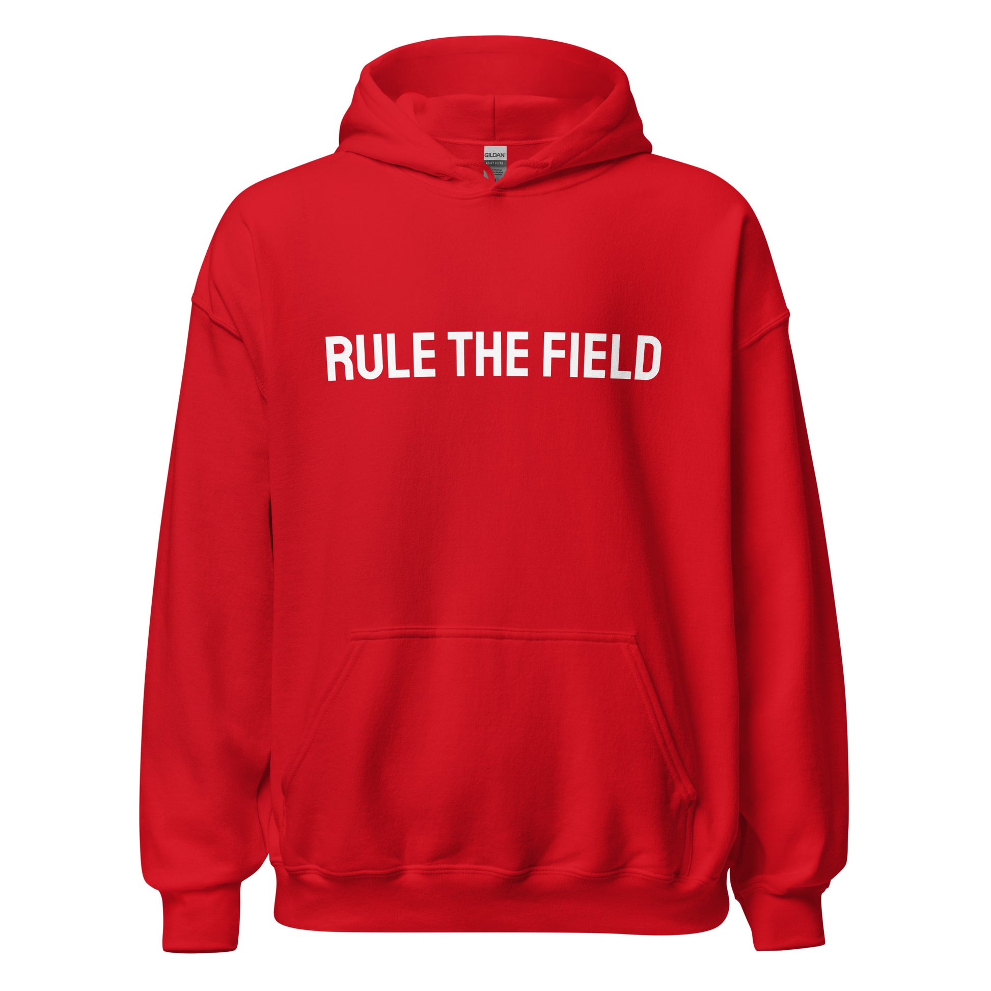 Rule The Field brand unisex sports hoodie for players, coaches, and fans of baseball, softball, football, and soccer.