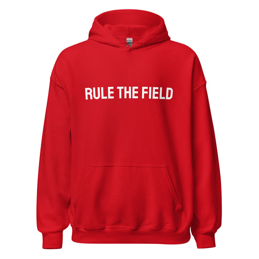 Rule The Field brand unisex sports hoodie for players, coaches, and fans of baseball, softball, football, and soccer.