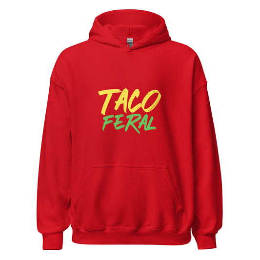 Taco Feral unisex fan hoodie is for anyone who goes wild and crazy for eating the Mexican food specialty from spicy to mild.