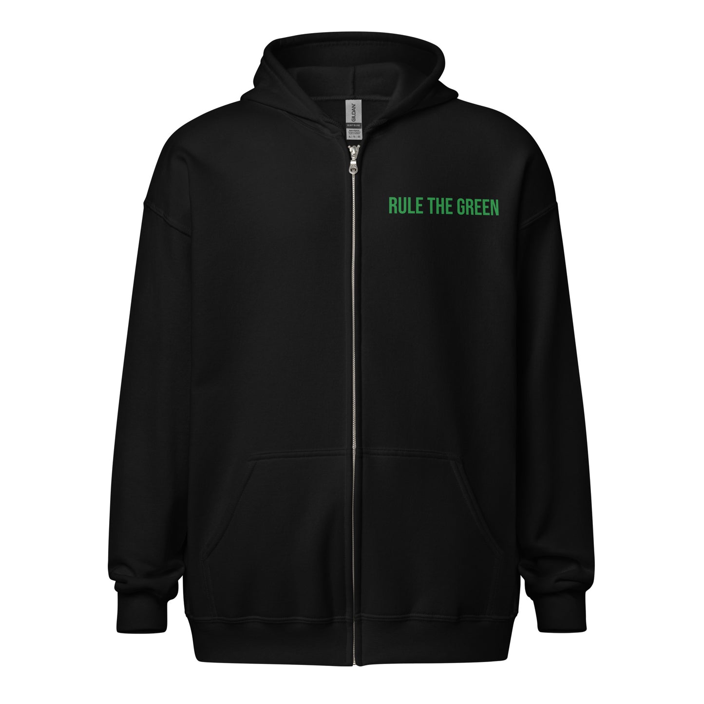 Rule The Green brand golf zip sports hoodie for golfers and fans of golfing.