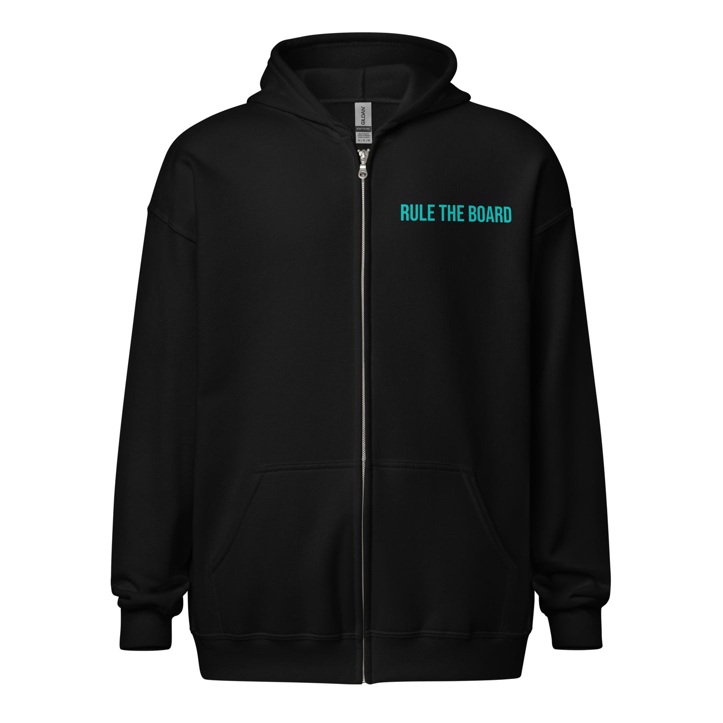 Rule The Board brand zip sports hoodie for skateboarders and surfers who push themselves to be the best.