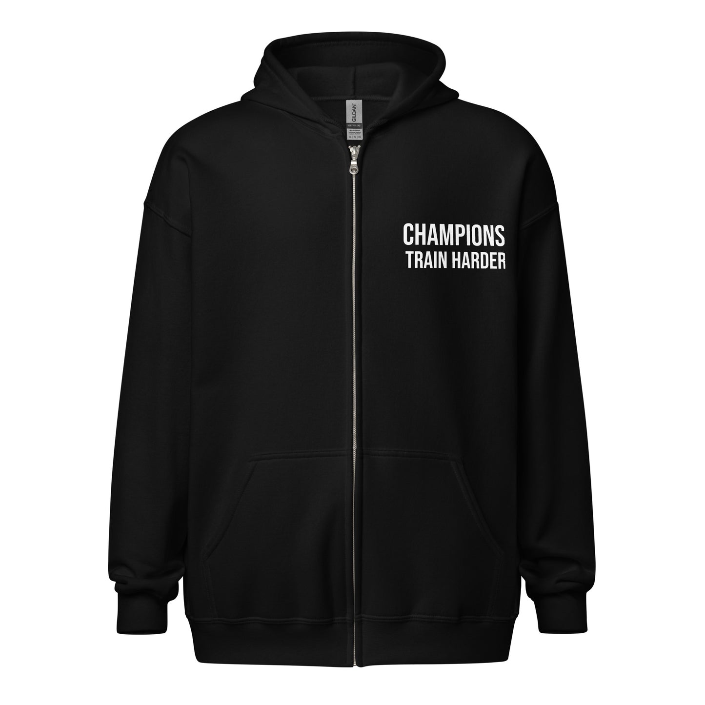 Champions Train Harder brand zip sports hoodie for coaches, players, and athletes who want to be the best.