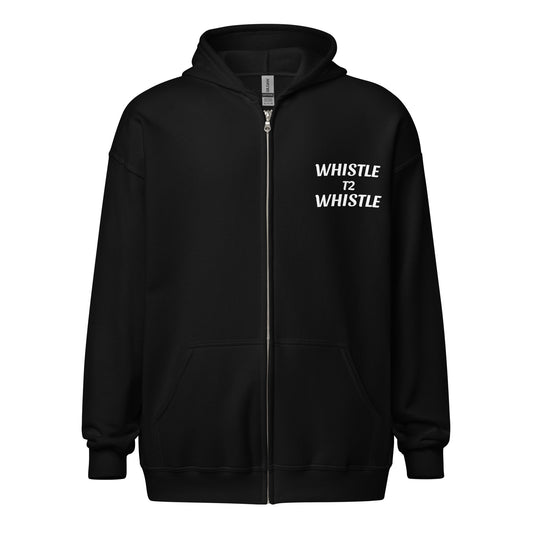 Whistle T2 Whistle unisex zip sports hoodies are for players and coaches as a reminder to play hard from the start to the end of the play.