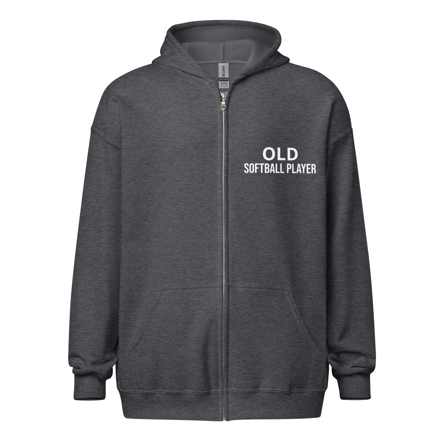 Old Softball Player Zip Sports Hoodie