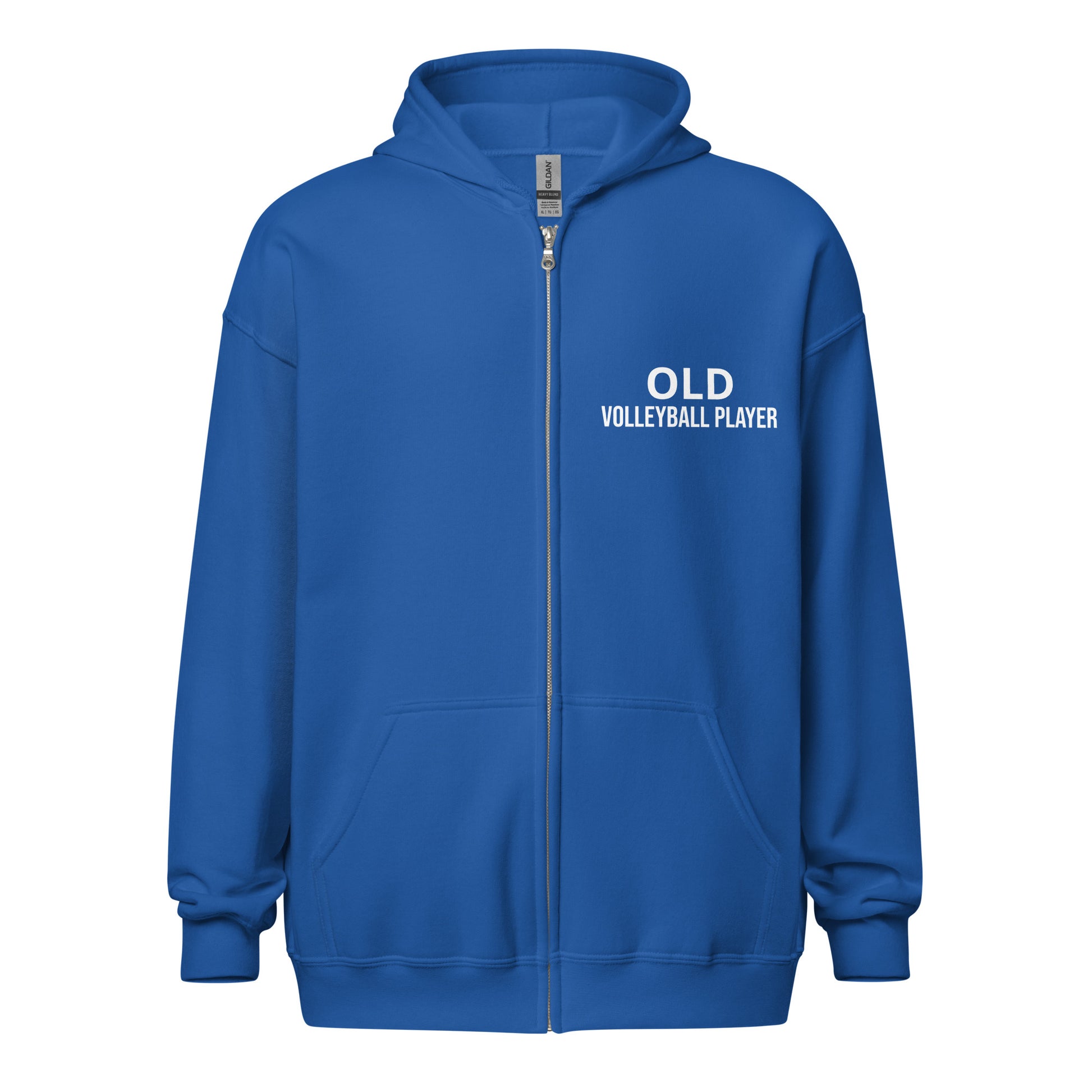 Old Volleyball Player brand zip sports hoodie for veteran and former volleyball players to share they played on the court.