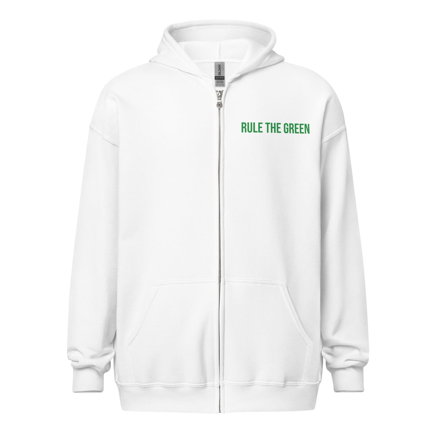 Rule The Green brand golf zip sports hoodie for golfers and fans of golfing.