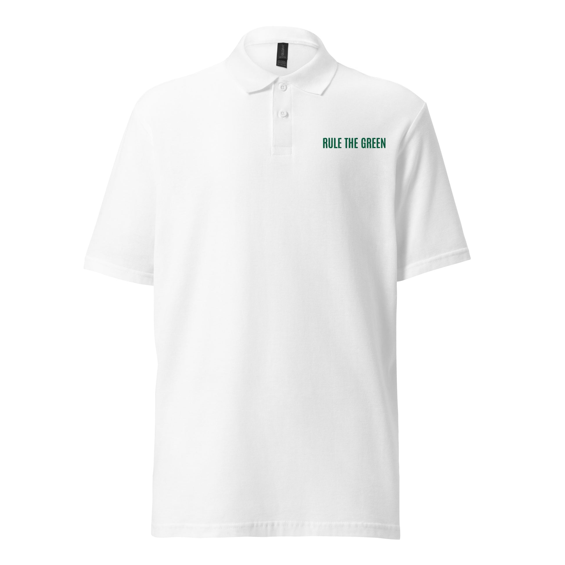 Rule The Green brand golf sports polo shirt for golfers and fans of golfing.