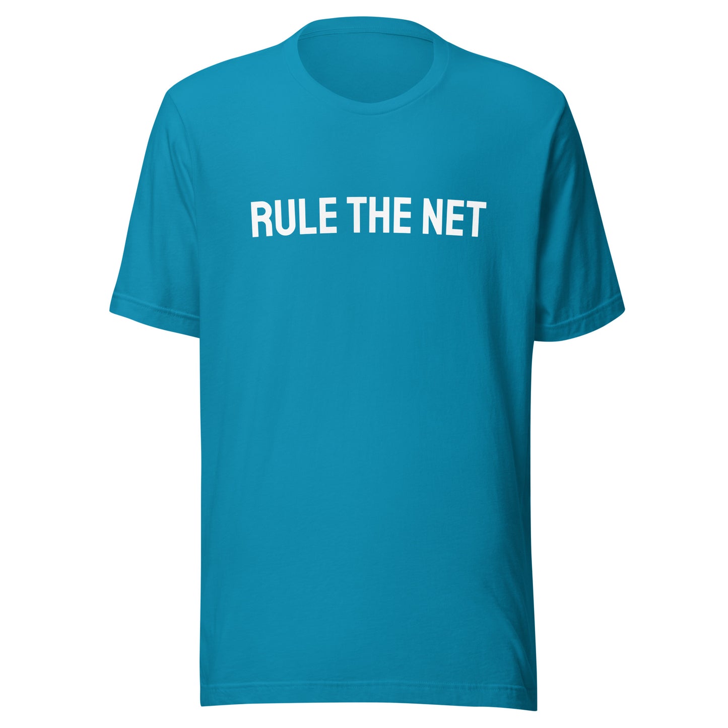 Rule The Net brand sports t-shirt for tennis, volleyball, and basketball teams, players, coaches, and fans.