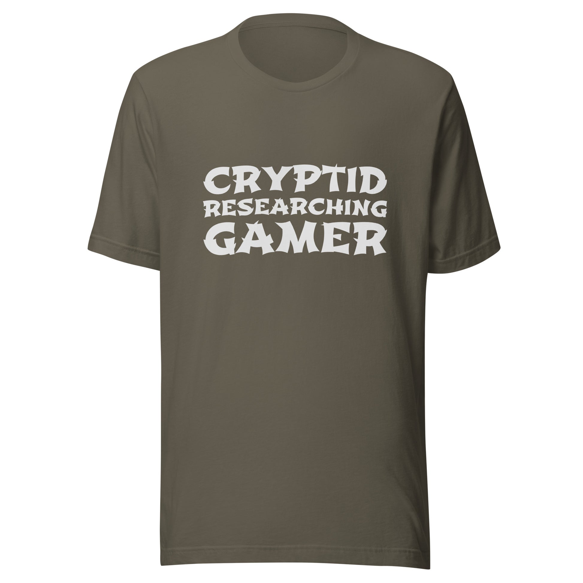 Cryptid Researching Gamer unisex t-shirts are for gamers who research cryptids and love to play video games with monsters in them.