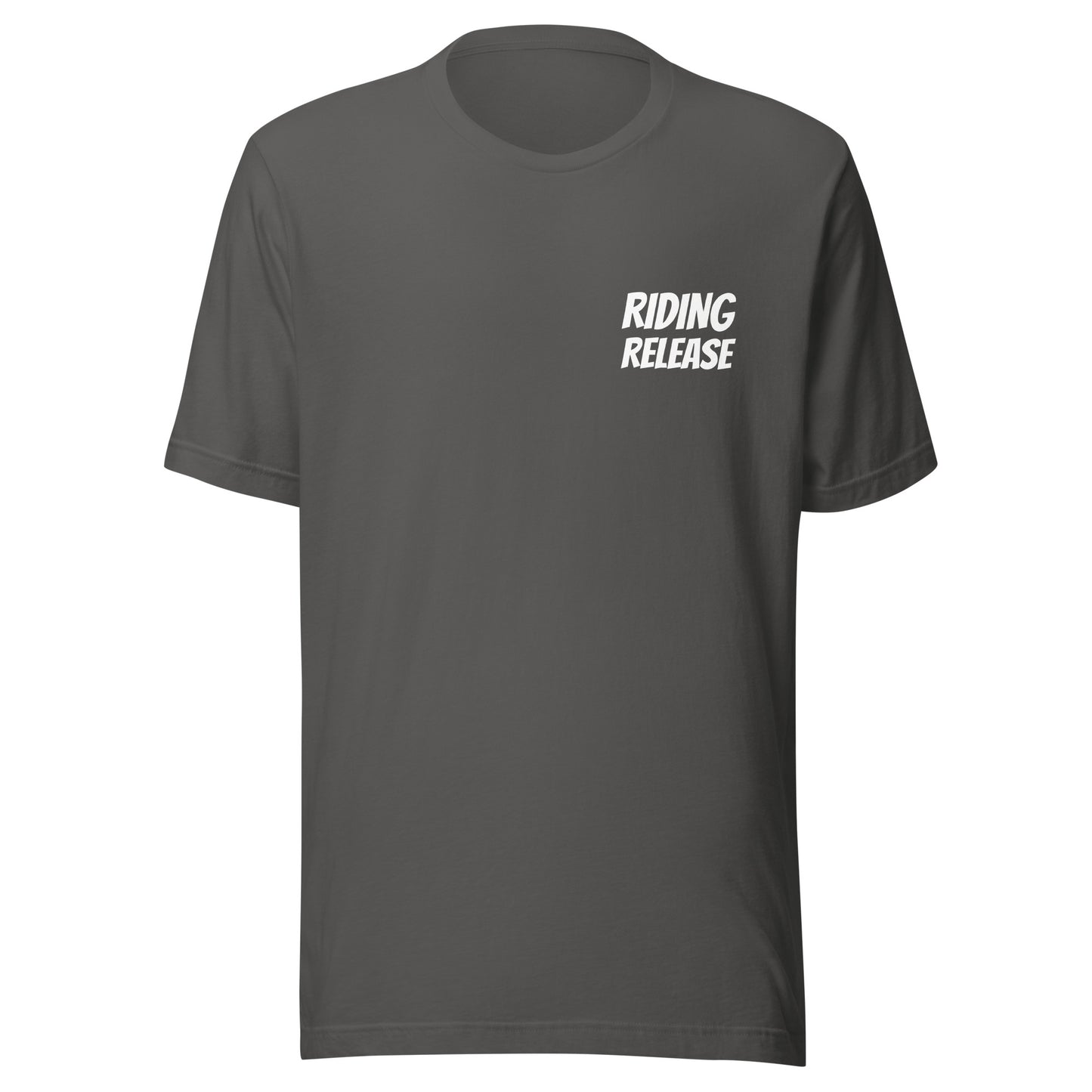 Riding Release brand sports t-shirt for anyone who loves riding and finds comfort in it. It is for bikers, cyclists, and horseback riders.