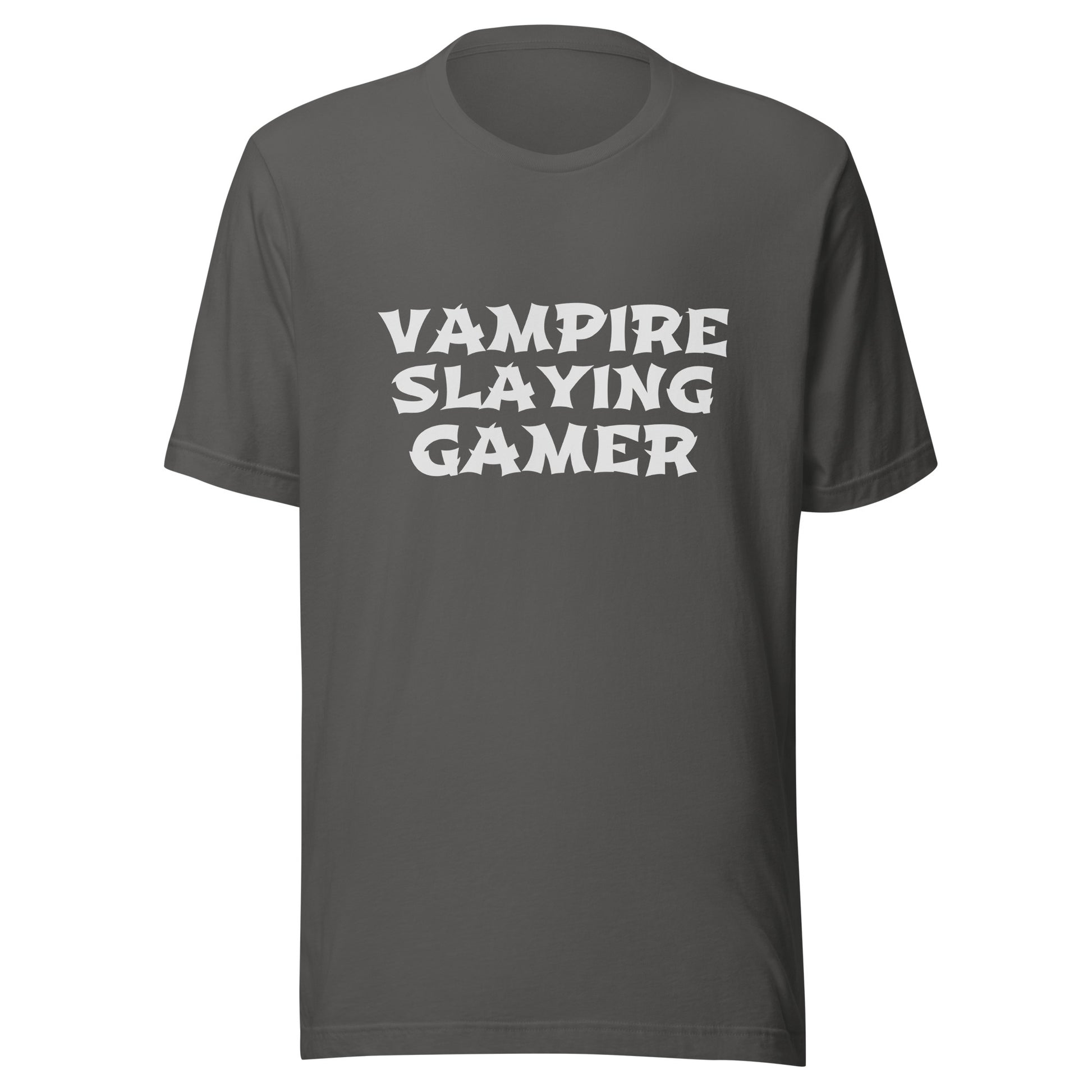 Vampire Slaying Gamer unisex gaming t-shirts are for gamers who slay vampires and anything that gets in their way when they play.