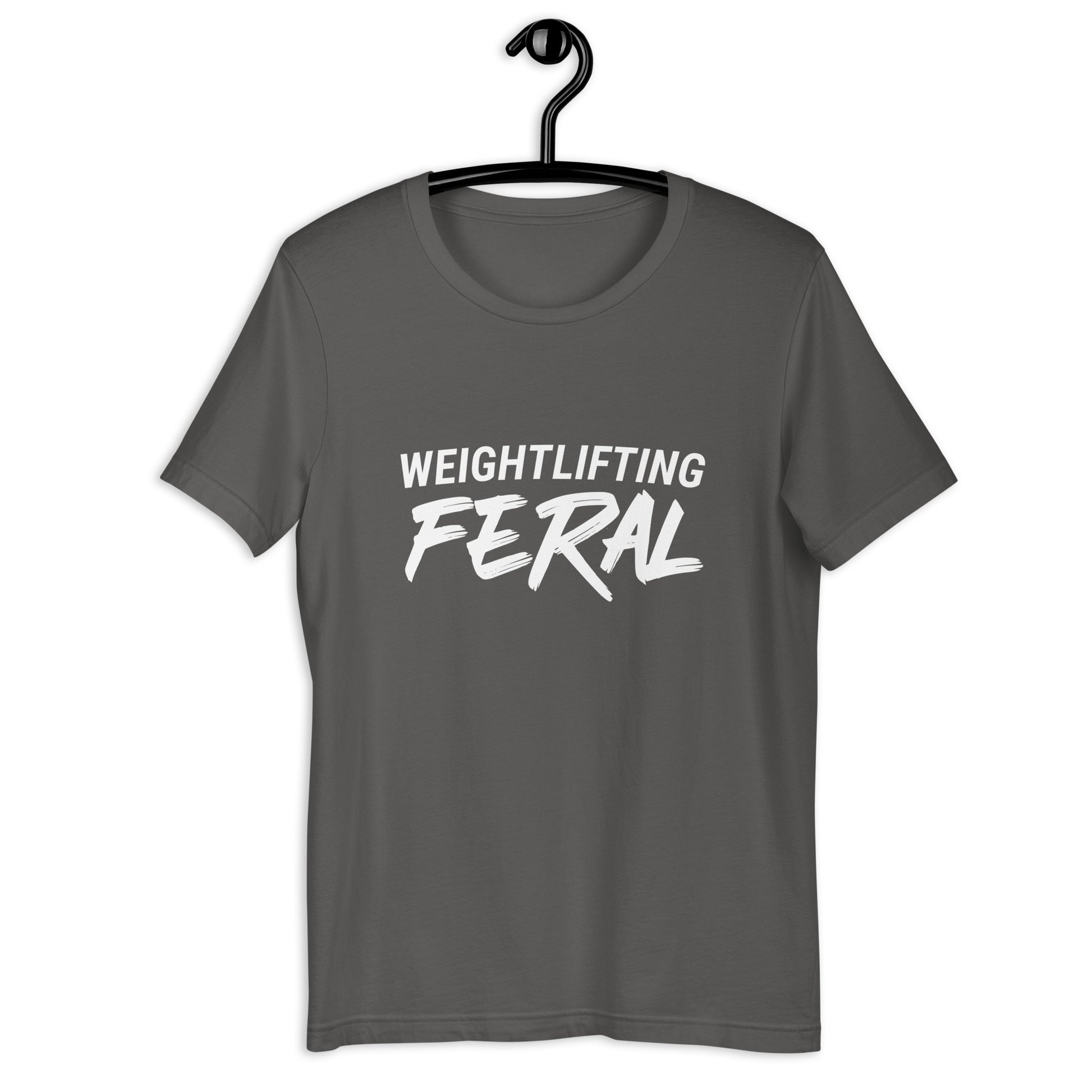 Weightlifting feral brand sports t-shirt for weightlifters to show you go wild for working out.