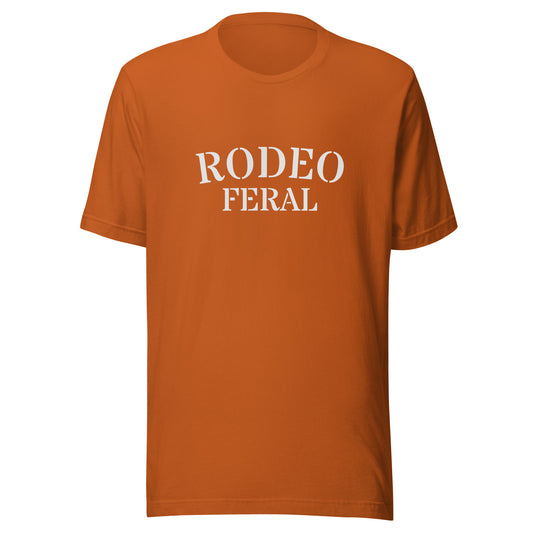 Rodeo Feral sports t-shirts are for cowboys and cowgirls who go wild for riding, and roping, and can't get enough of the action at a rodeo.