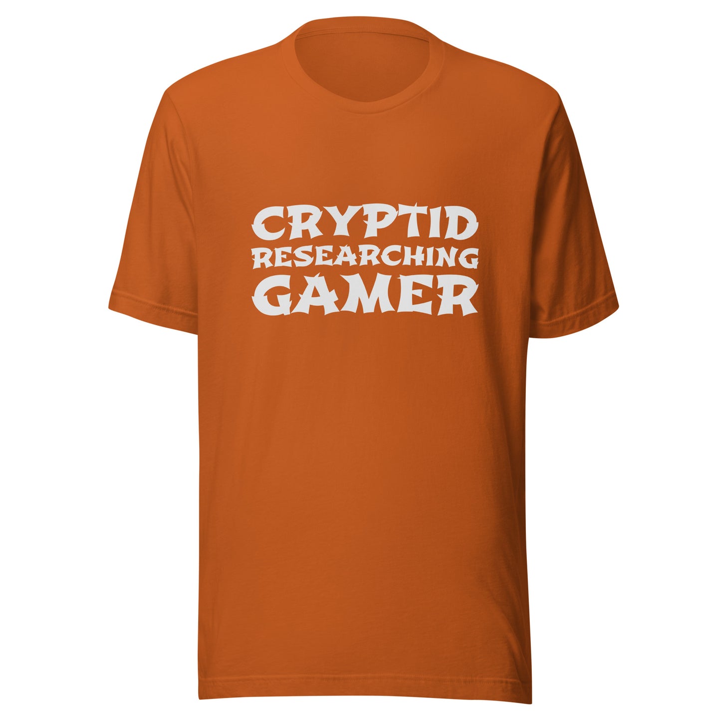 Cryptid Researching Gamer unisex t-shirts are for gamers who research cryptids and love to play video games with monsters in them.