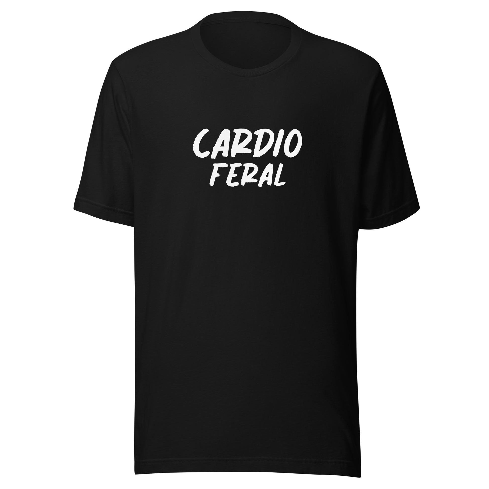 Cardio Feral unisex workout t-shirts are for athletes who go wild for conditioning training involving cardiovascular workouts.