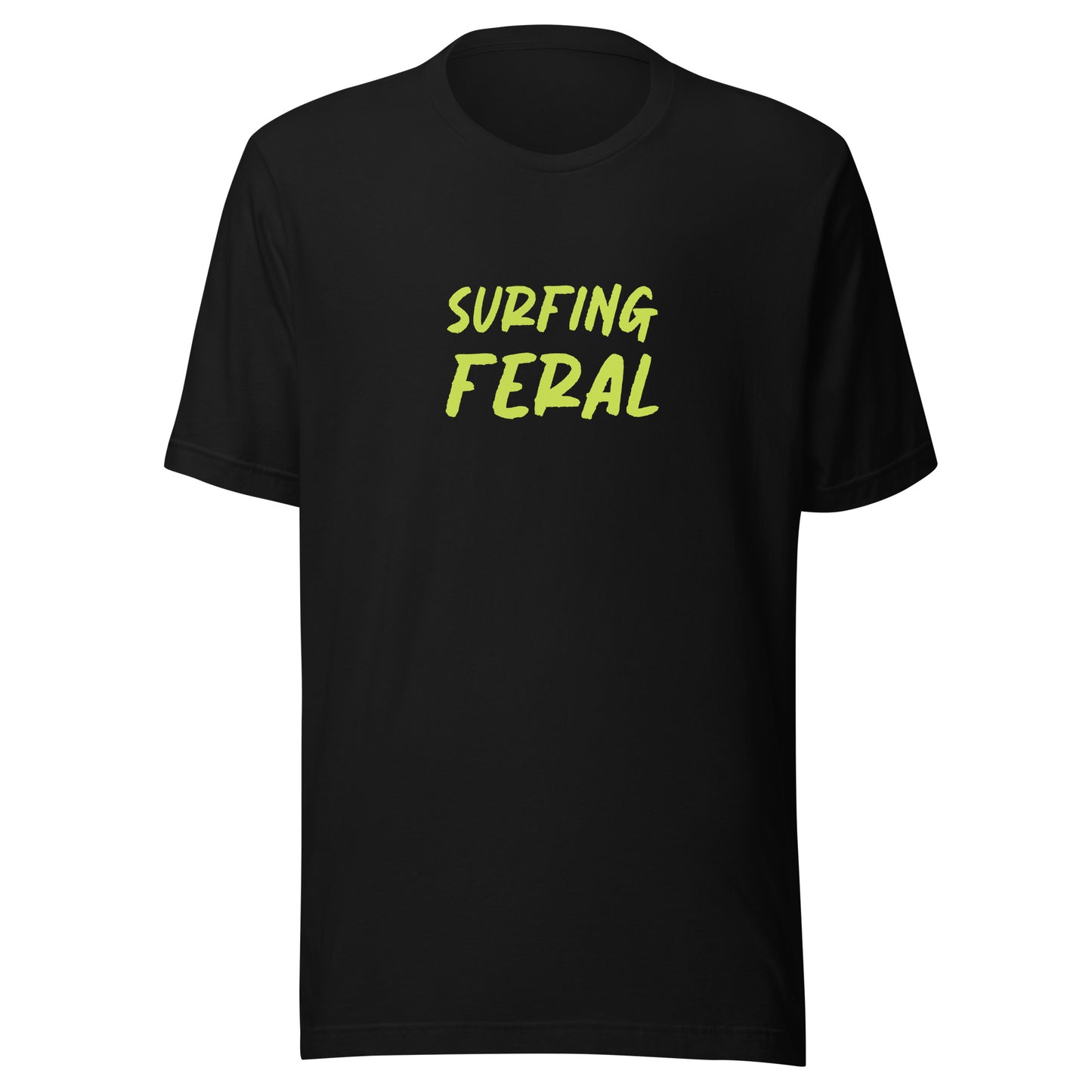 Surfing feral surfer t-shirt for surfers who go wild for the waves and love to surf.