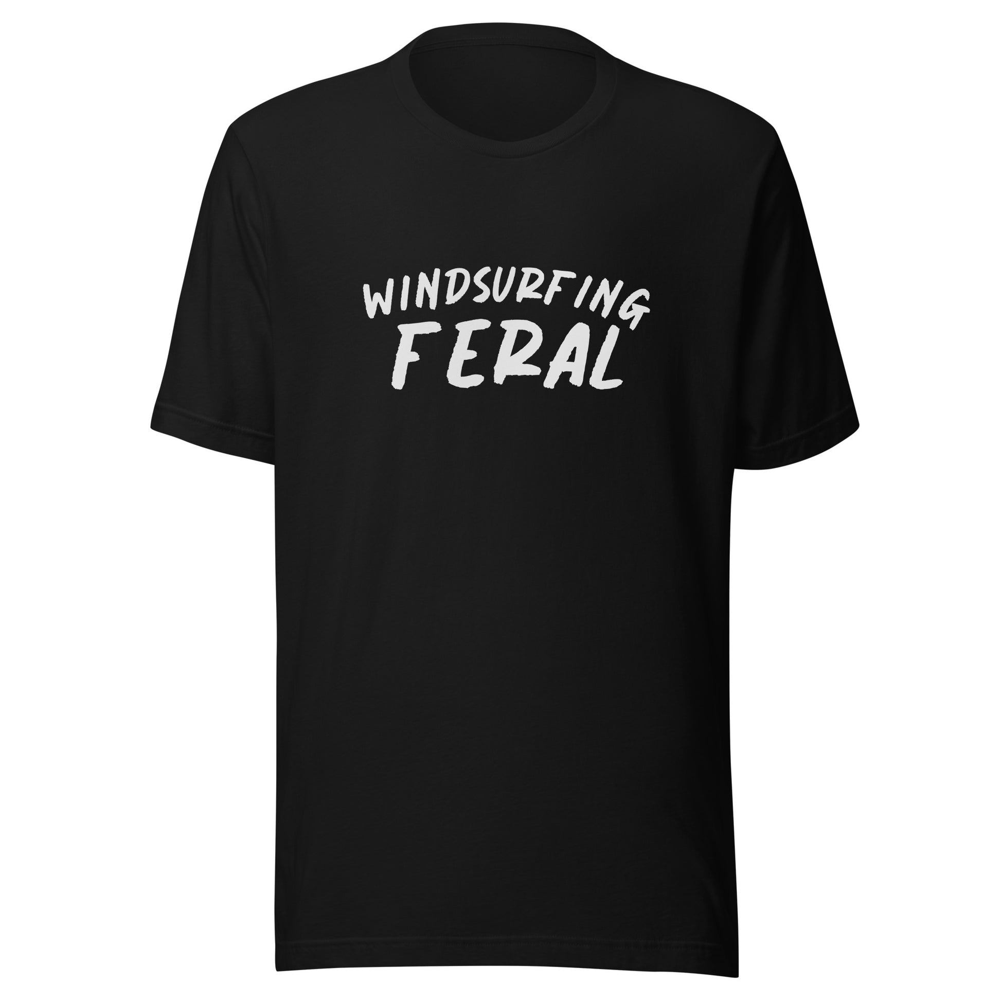 Windsurfing Feral unisex sports t-shirts are for windsurfers who go wild for riding the biggest waves and the best bodies of water.