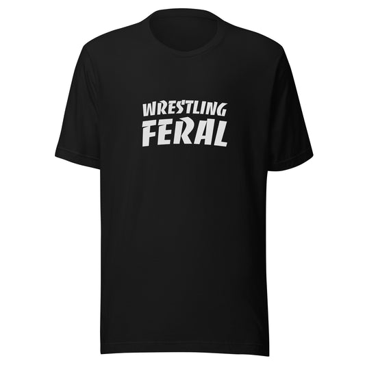 Wrestling Feral brand sports t-shirt for wrestlers and fans who go wild for the sport. The ultimate wrestling fan shirt.