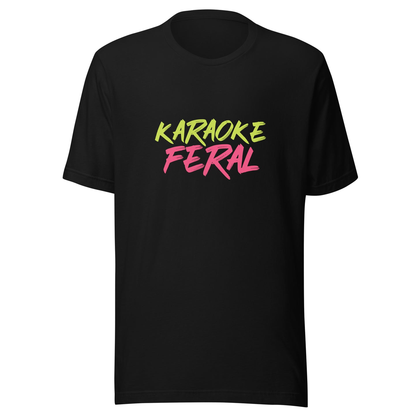 Karaoke Feral t-shirt for anyone who loves singing karaoke with friends, and this t-shirt makes great apparel for the next sing-along.