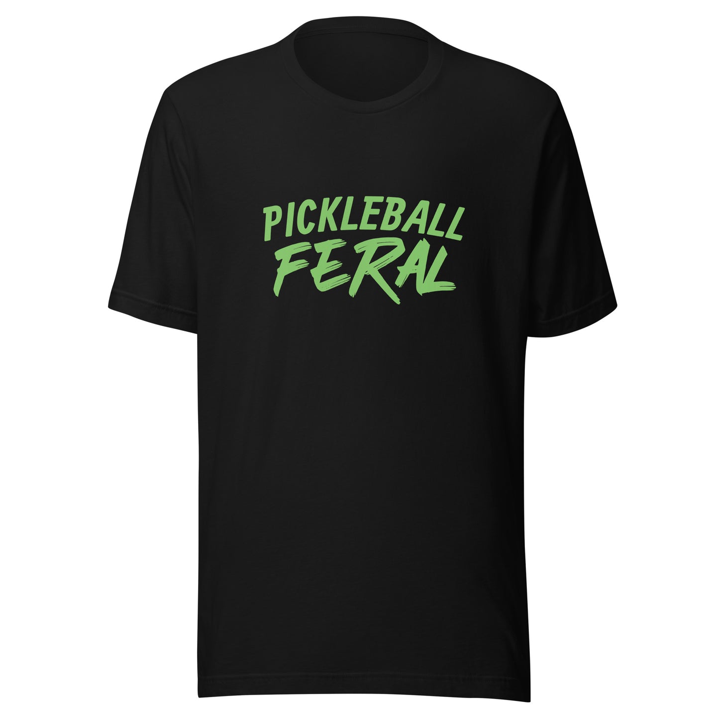 Pickleball Feral brand sports t-shirt for players and fans of pickleball who go wild for the game.