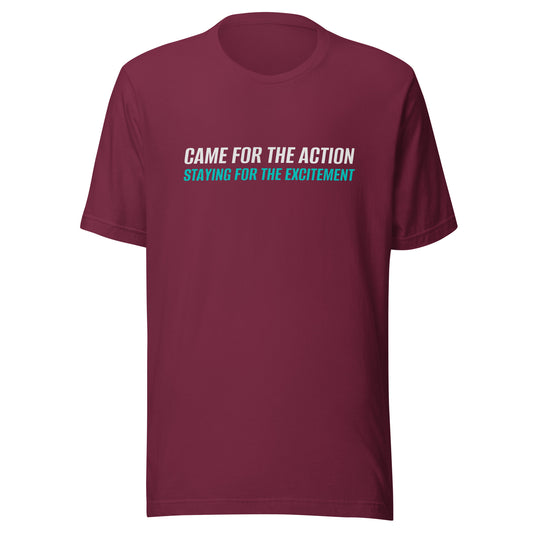 Came for the action staying for the excitement sports fan t-shirt, and it's the perfect tee for any sports fan.