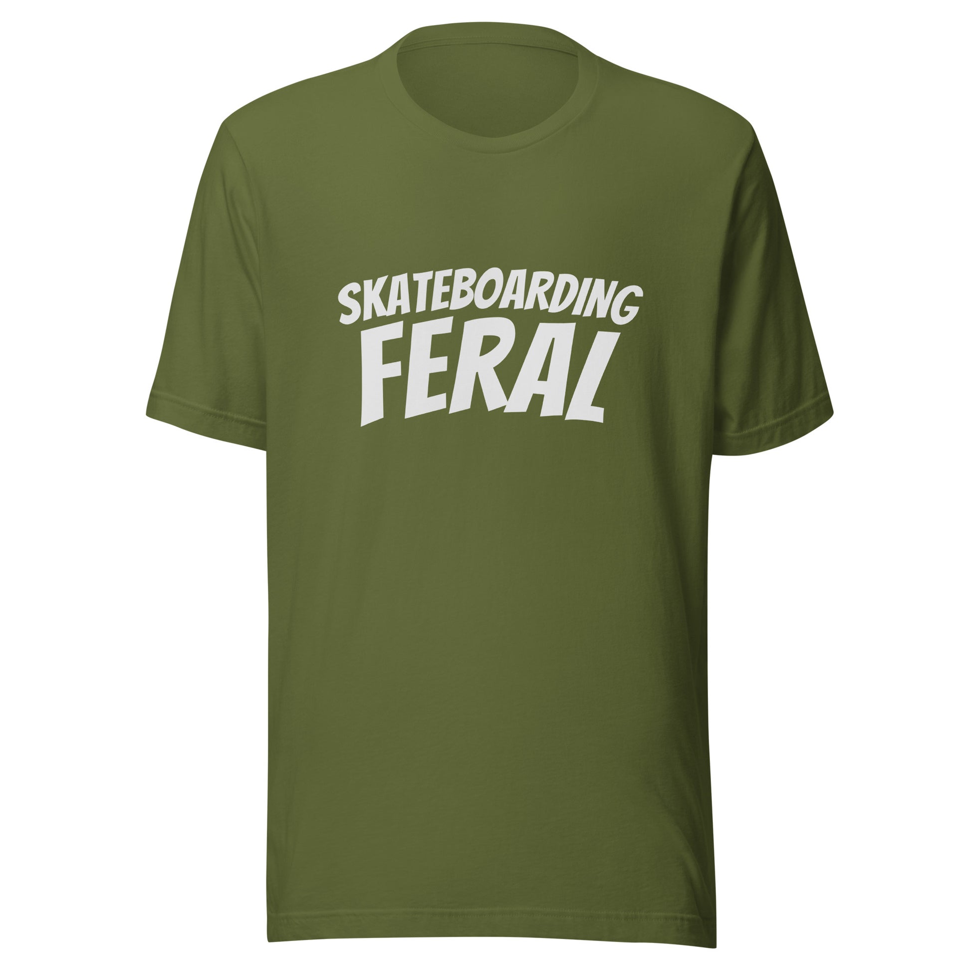 Skateboarding Feral unisex skateboarder t-shirts are for those who ride fast with reckless abandon and go wild for being on their board.