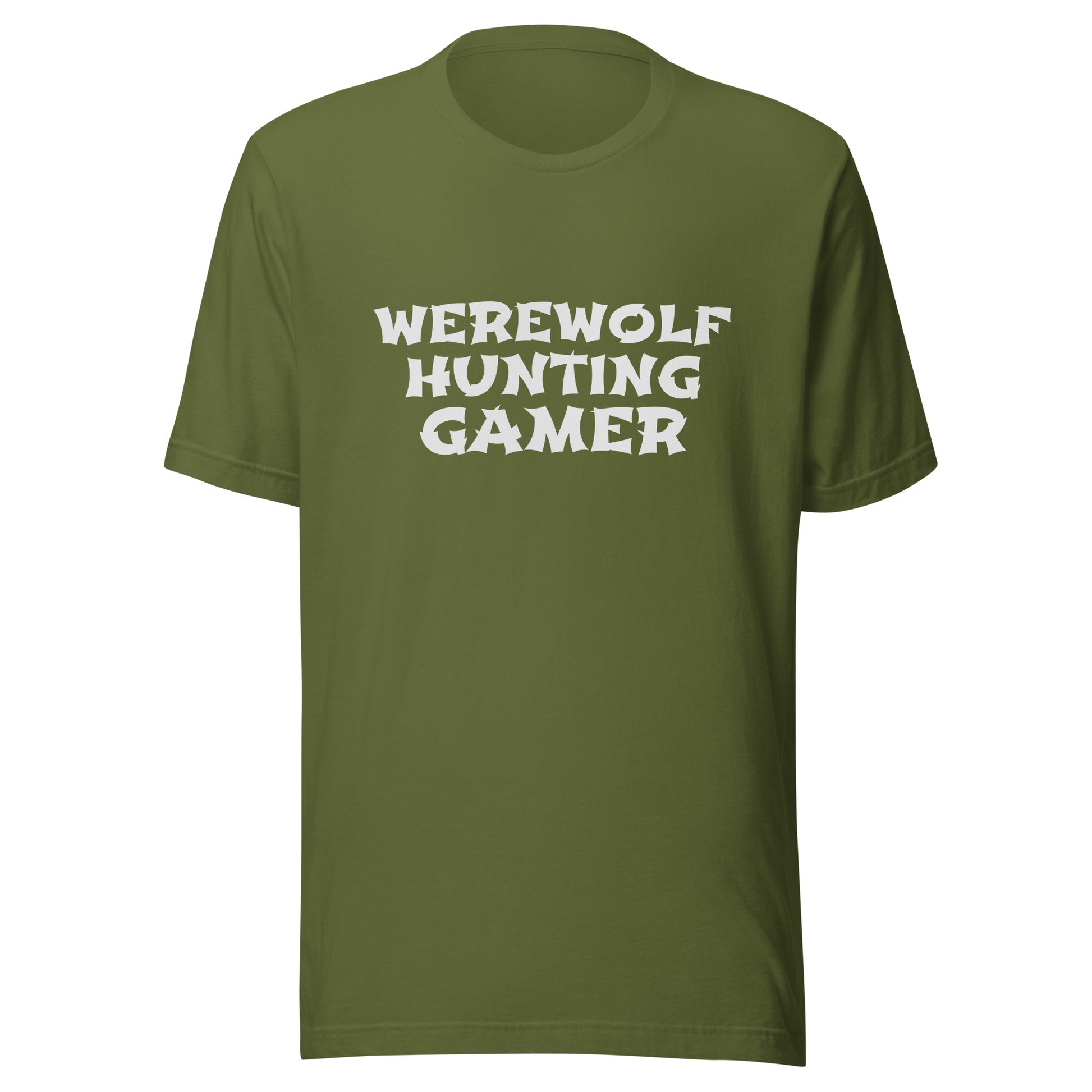 Werewolf Hunting Gamer unisex gaming t-shirts are for gamers who hunt werewolves and anything that gets in their way when they play.