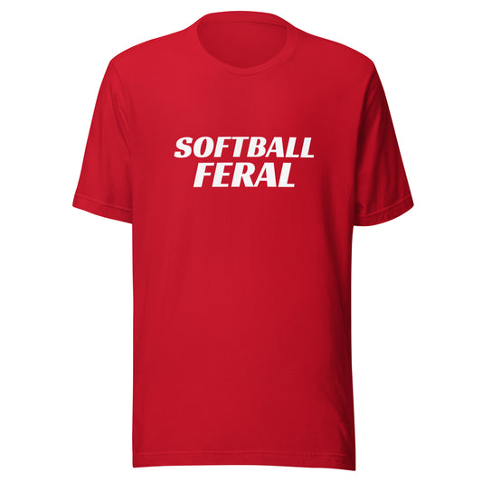 Softball Feral unisex sports t-shirts are for players, coaches, and fans who go wild for the game, and the athletic tee makes a great gift.