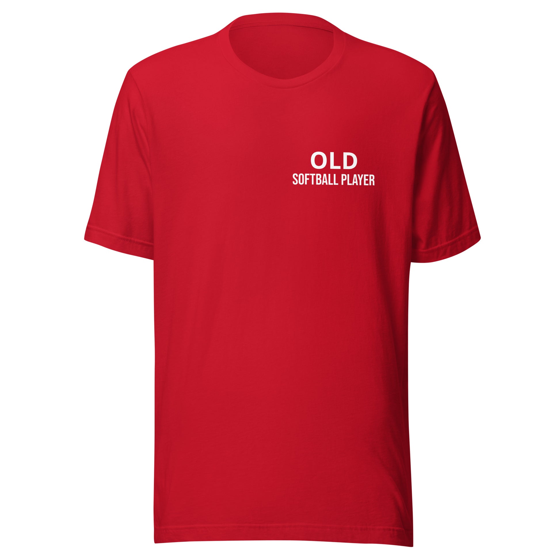 Old Softball Player brand sports t-shirt for veteran and former softball players to share they played on the diamond.